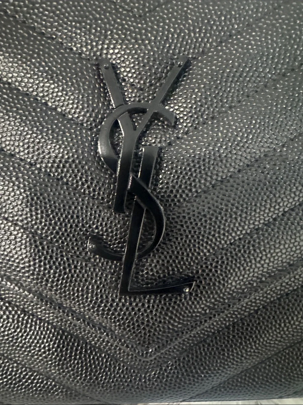 Authentic Saint Laurent Black Quilted Leather Envelope Crossbody/Clutch